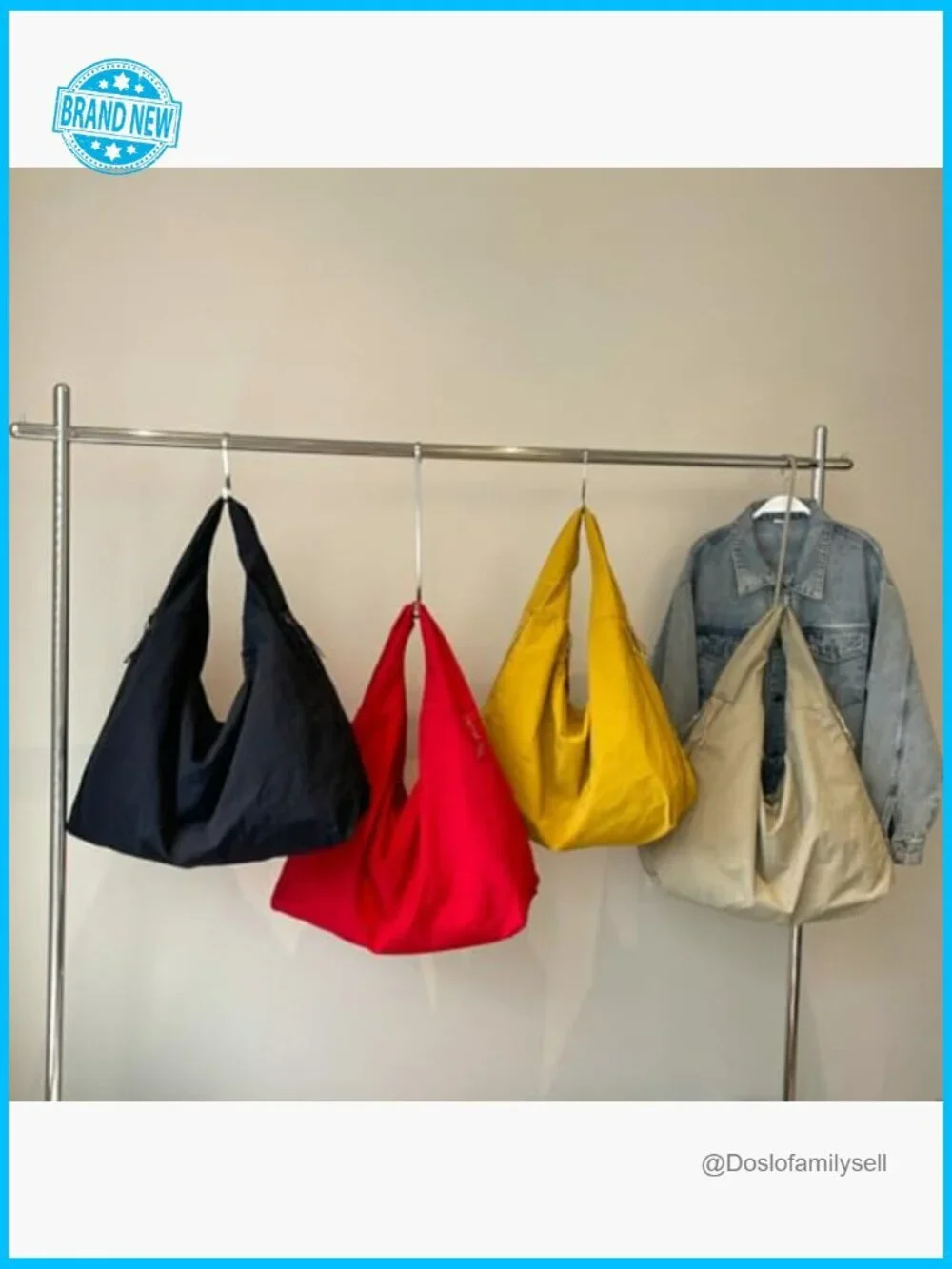 Slouchy Nylon Hobo Bag Crescent Crossbody Tote Travel Beach Purse Trendy